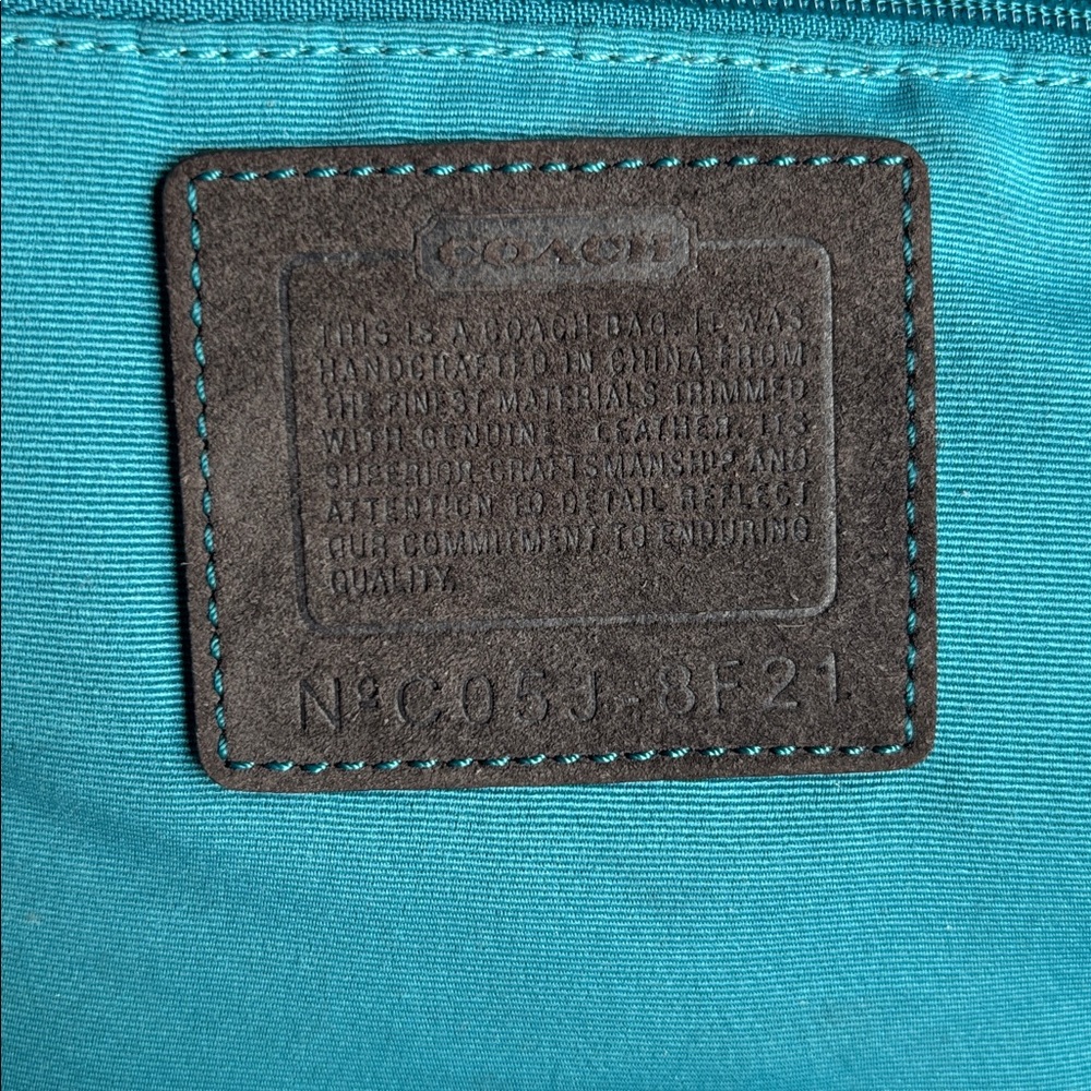 Coach Hampton Soho Black Satin Hobo Shoulder Bag, Teal Lining preowned - Picture 10 of 17